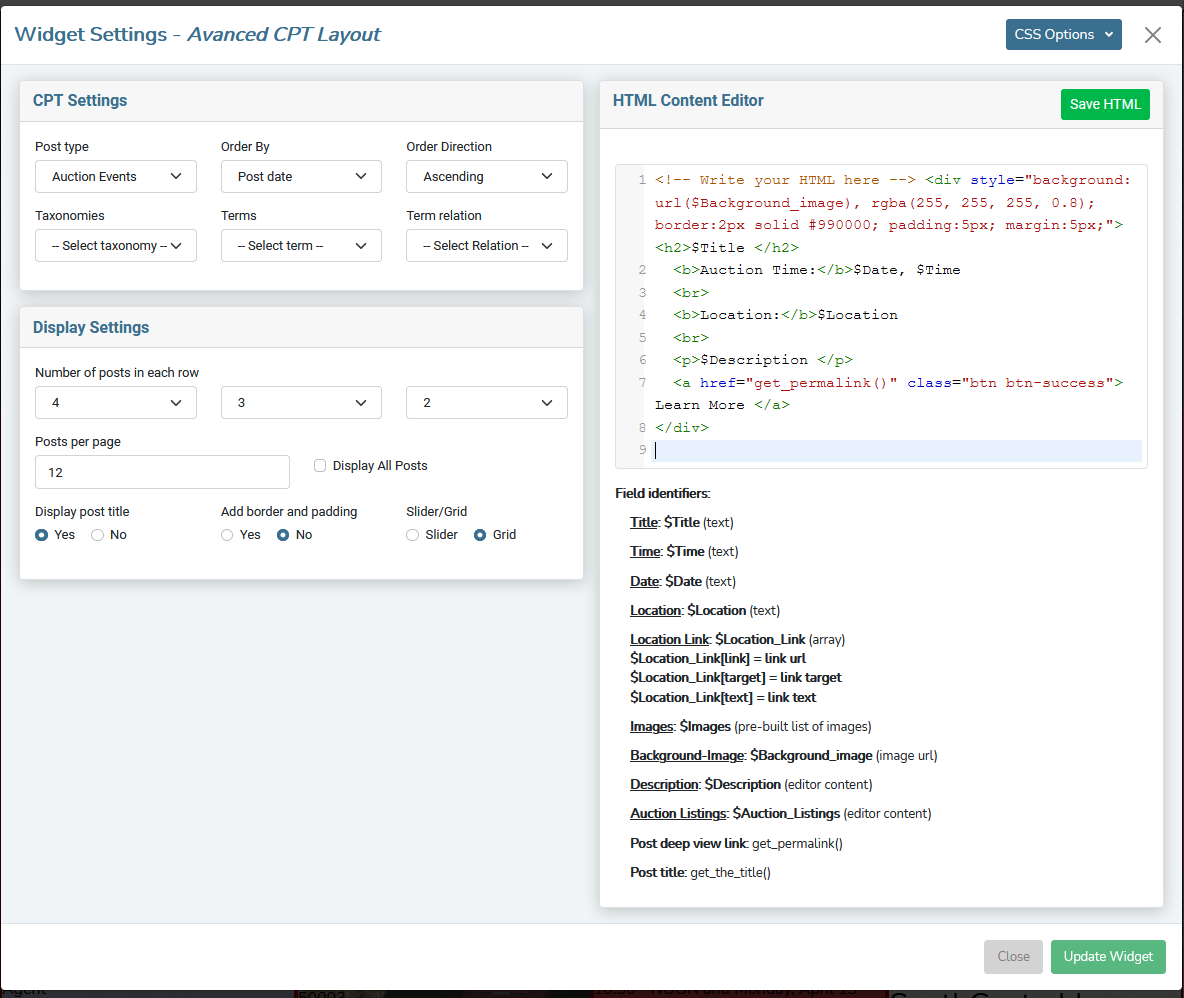Structure the HTML that will output your CPT data